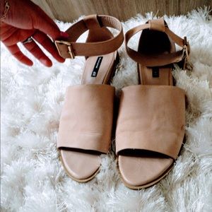 H&M Genuine Leather Blush Ankle Strap Sandal sz 39